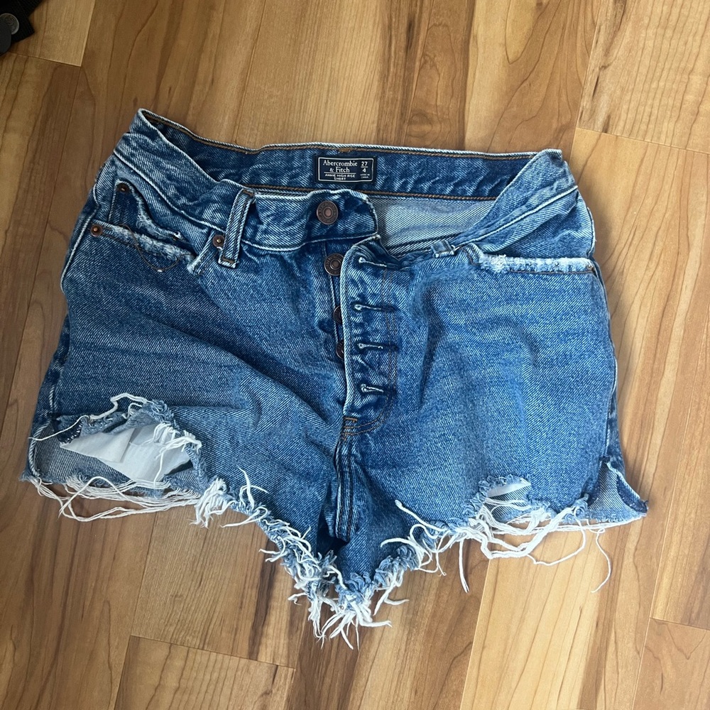 Abercrombie & Fitch Blue Jean Shorts Distressed Cut-Off